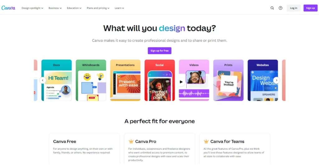Canva Homepage